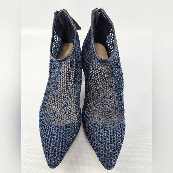 ALL BLACK Brand Mesh Heeled Ankle Boots Sz 39 Navy