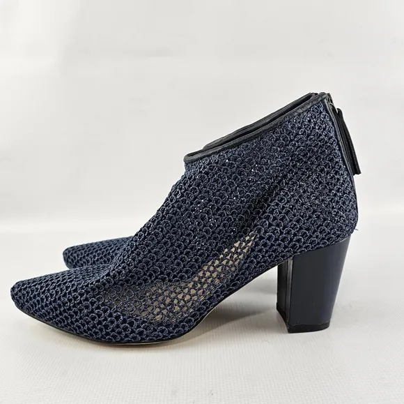 ALL BLACK Brand Mesh Heeled Ankle Boots Sz 39 Navy
