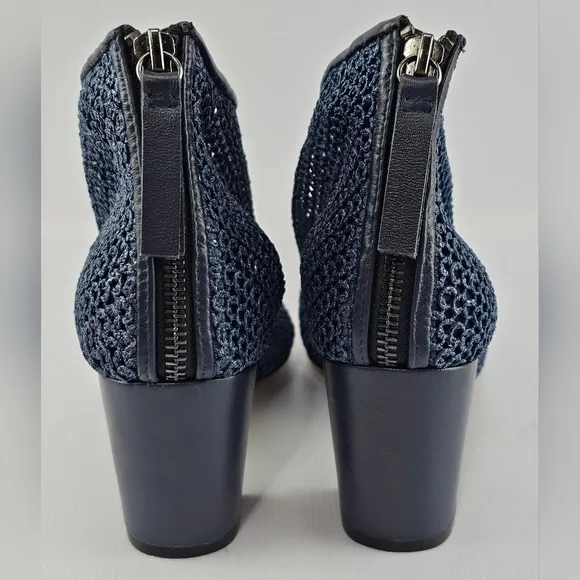 ALL BLACK Brand Mesh Heeled Ankle Boots Sz 39 Navy