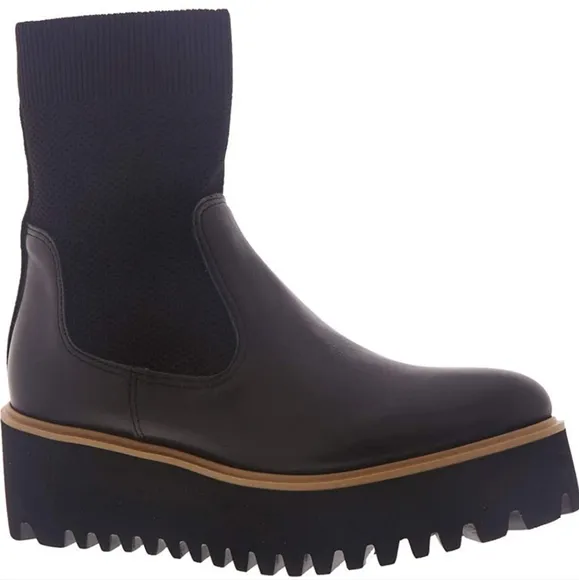 All Black Flatform Sock Boot - black