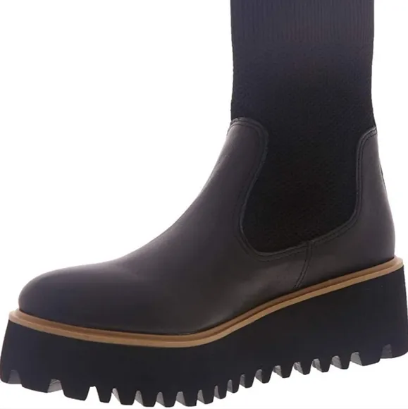 All Black Flatform Sock Boot - black
