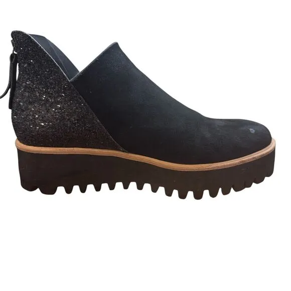 ALL BLACK Flatform‎ Tread Glitter Shootie Women's Boot 40.5