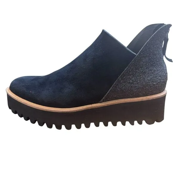 ALL BLACK Flatform‎ Tread Glitter Shootie Women's Boot 40.5