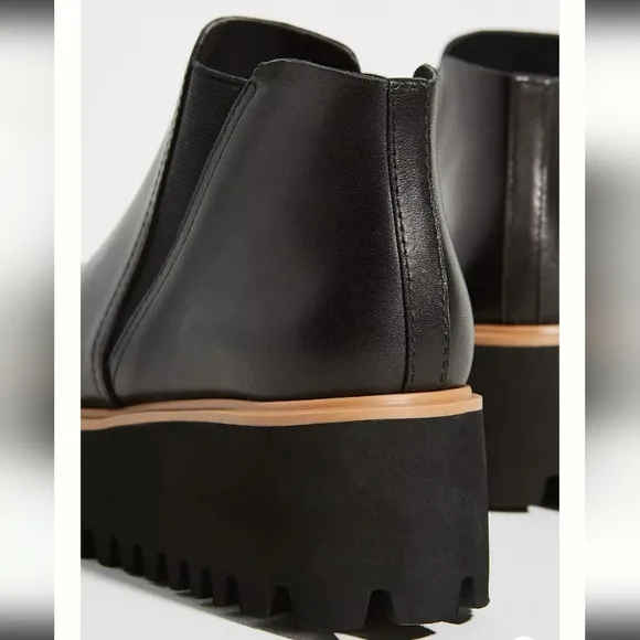 All Black Platform Chelsea Boots - black