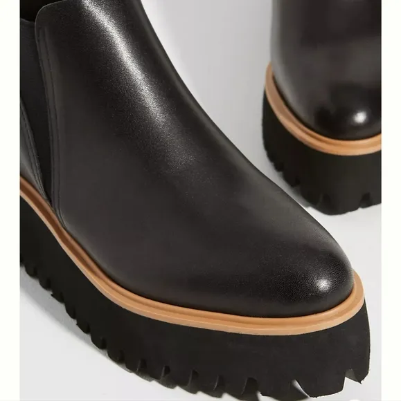 All Black Platform Chelsea Boots - black