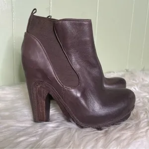 All Saints 39 Wood Leather Heeled Chelsea Boots