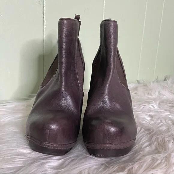 All Saints 39 Wood Leather Heeled Chelsea Boots