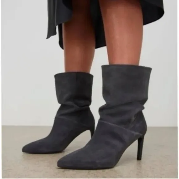 All Saints All Saints Orlana Gray Suede Heeled Boots Women’s EU 41, US 11 Gray