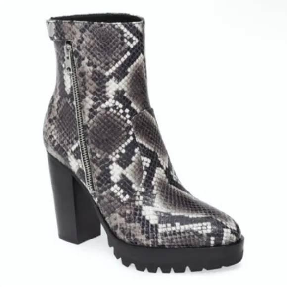 All Saints Ana Snake Embossed Boots Sz 7