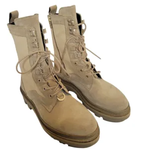 All Saints Beth Combat Boots Suede and Canvas Zip-Up Style Women's 39 8.5