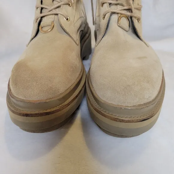 All Saints Beth Combat Boots Suede and Canvas Zip-Up Style Women's 39 8.5