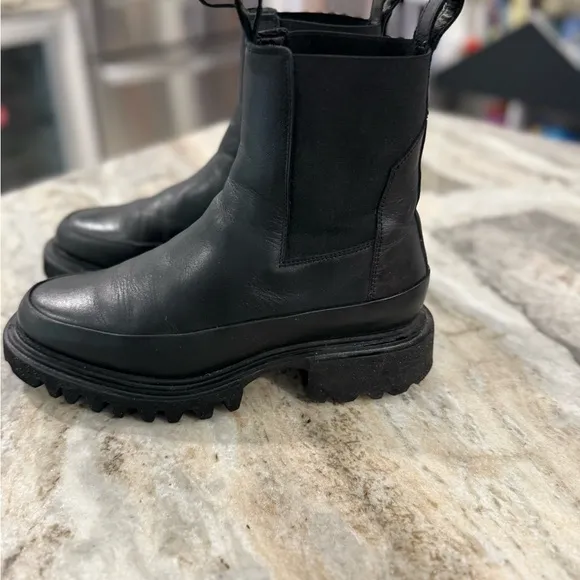 All Saints Black Combat Moto Hallie boots EUC leather