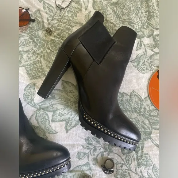 All Saints Black Devora Stud Platform Ankle Boots