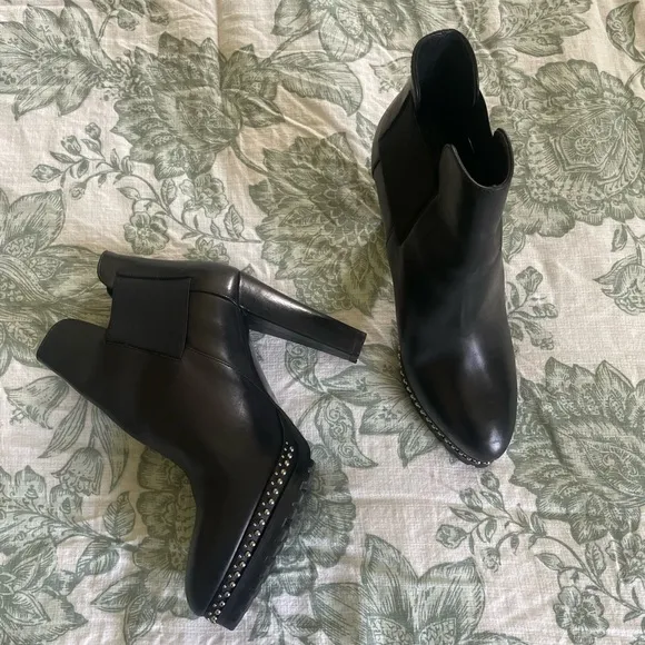 All Saints Black Devora Stud Platform Ankle Boots
