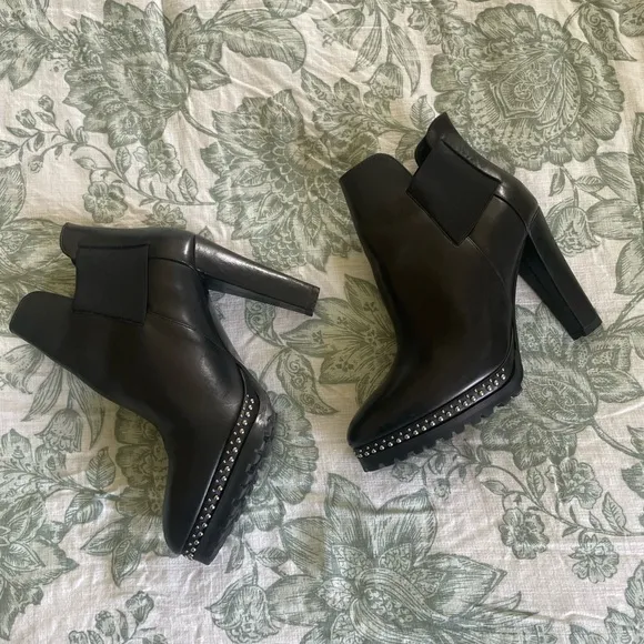All Saints Black Devora Stud Platform Ankle Boots