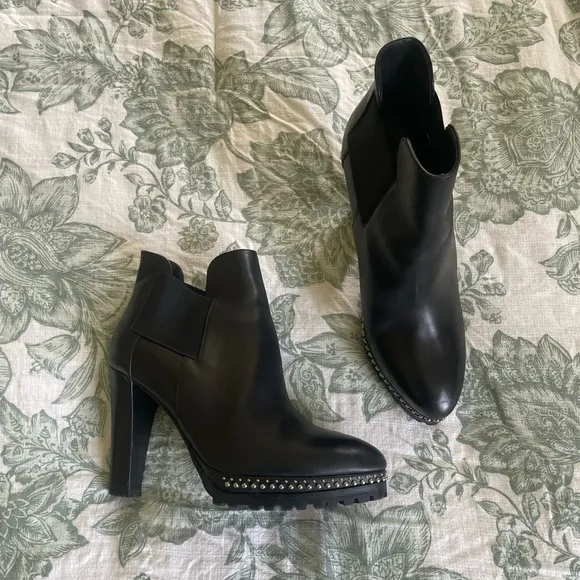 All Saints Black Devora Stud Platform Ankle Boots