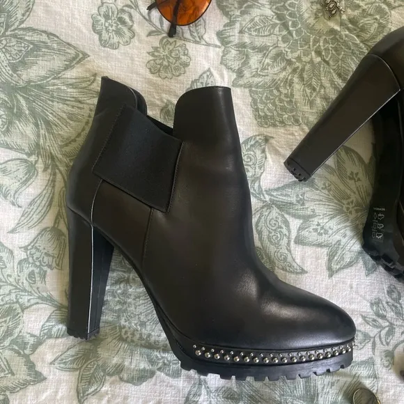 All Saints Black Devora Stud Platform Ankle Boots