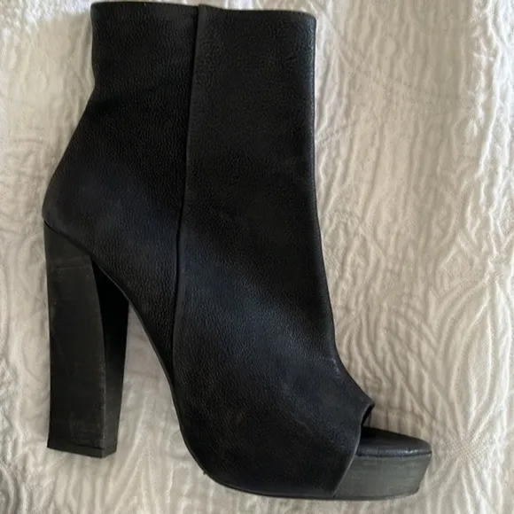 All Saints bleach pebbled leather peep toe bootie