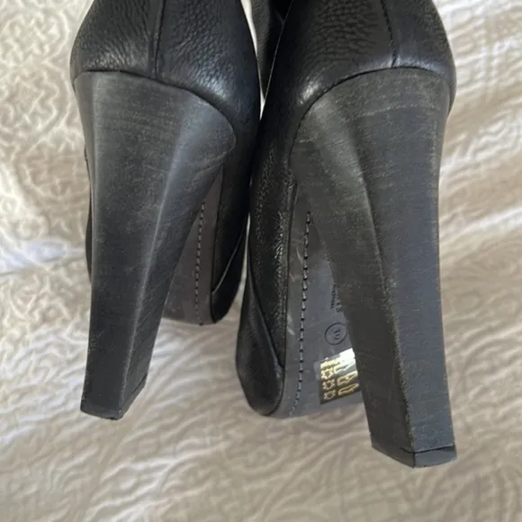 All Saints bleach pebbled leather peep toe bootie