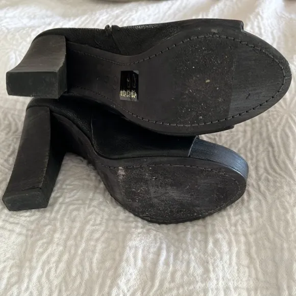 All Saints bleach pebbled leather peep toe bootie
