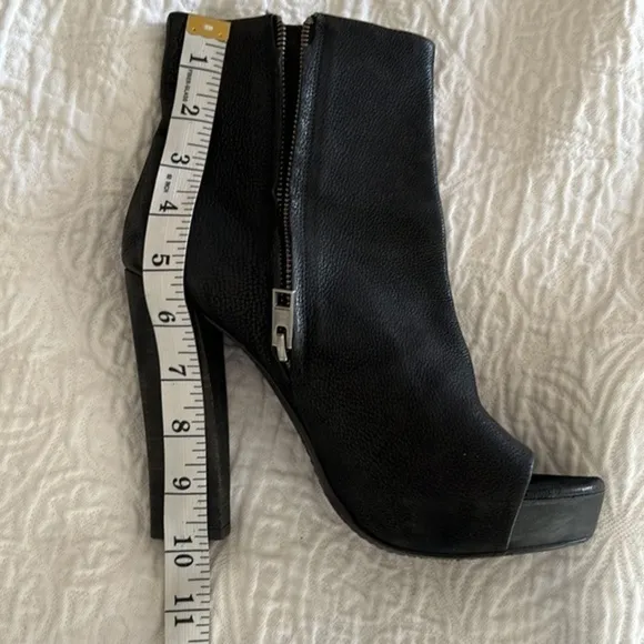 All Saints bleach pebbled leather peep toe bootie