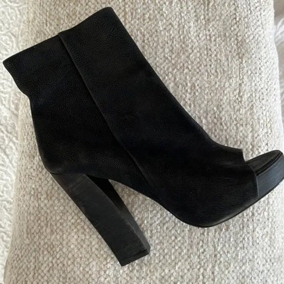 All Saints bleach pebbled leather peep toe bootie