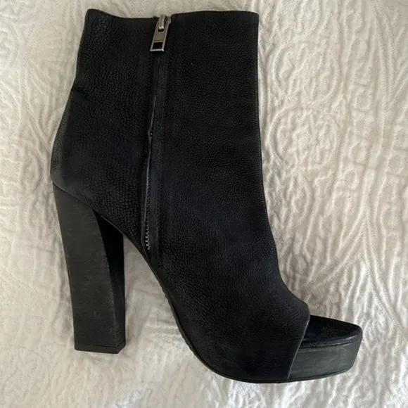 All Saints bleach pebbled leather peep toe bootie