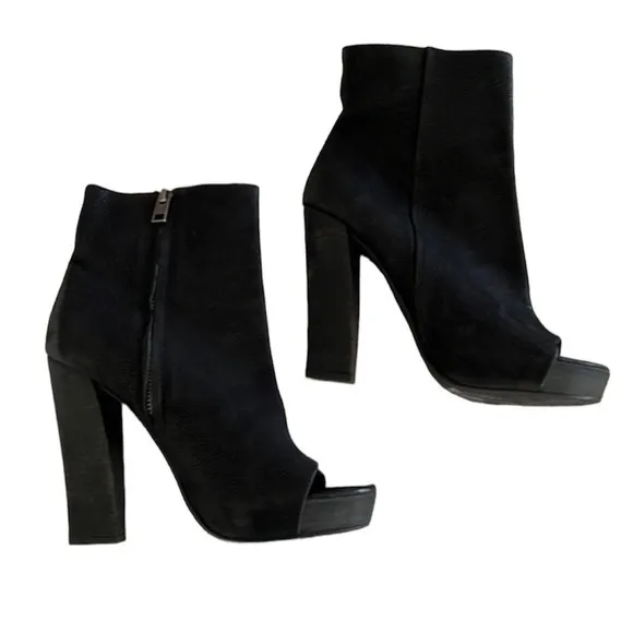All Saints bleach pebbled leather peep toe bootie