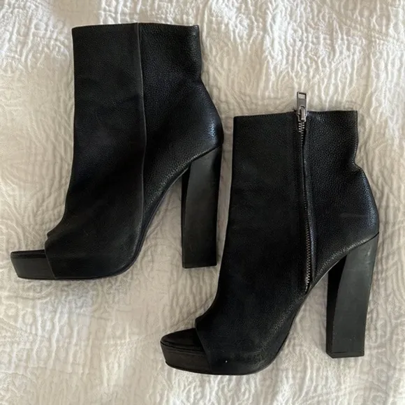 All Saints bleach pebbled leather peep toe bootie