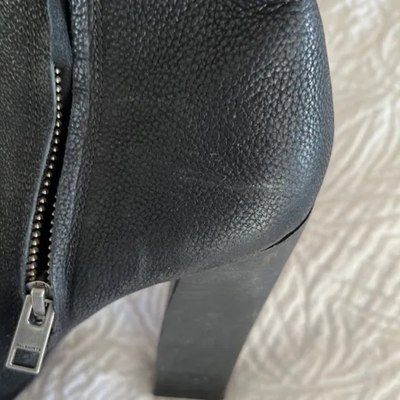 All Saints bleach pebbled leather peep toe bootie