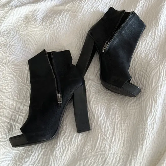 All Saints bleach pebbled leather peep toe bootie
