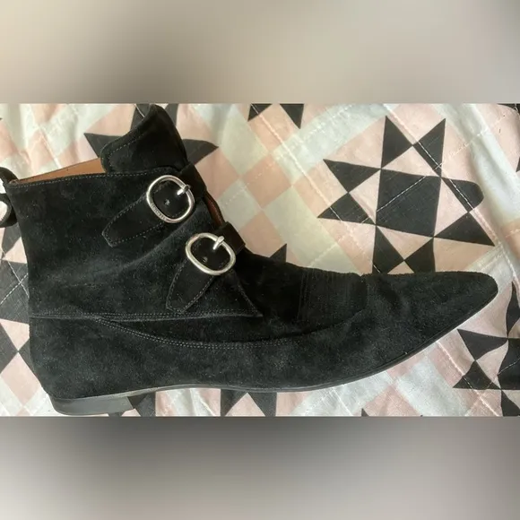All Saints BOOTS ladies sz US 8.5 9 EU40 Pointed black suede Leather GOTH Witchy