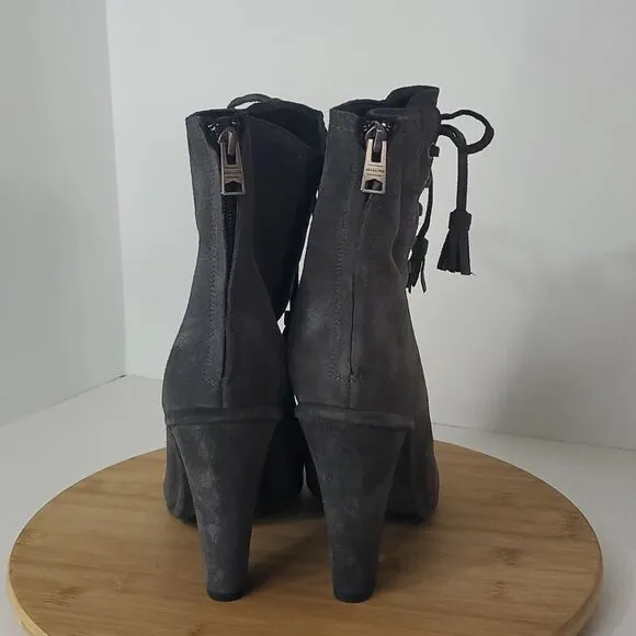 All Saints Grimsby Women's Lace up Boots Grey Suede High Heel EU 40 US 9.5 NWT