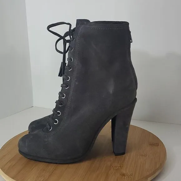 All Saints Grimsby Women's Lace up Boots Grey Suede High Heel EU 40 US 9.5 NWT