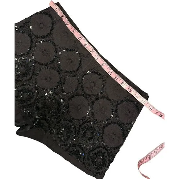 ALL SAINTS Pailletten Hand Embellished Black Night Out Dressy Shorts Size 4 EUC