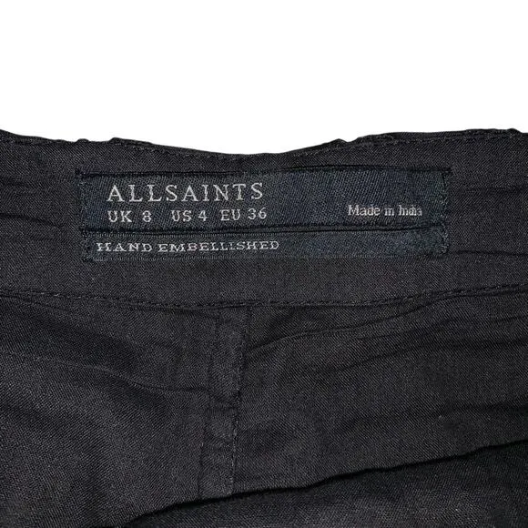 ALL SAINTS Pailletten Hand Embellished Black Night Out Dressy Shorts Size 4 EUC