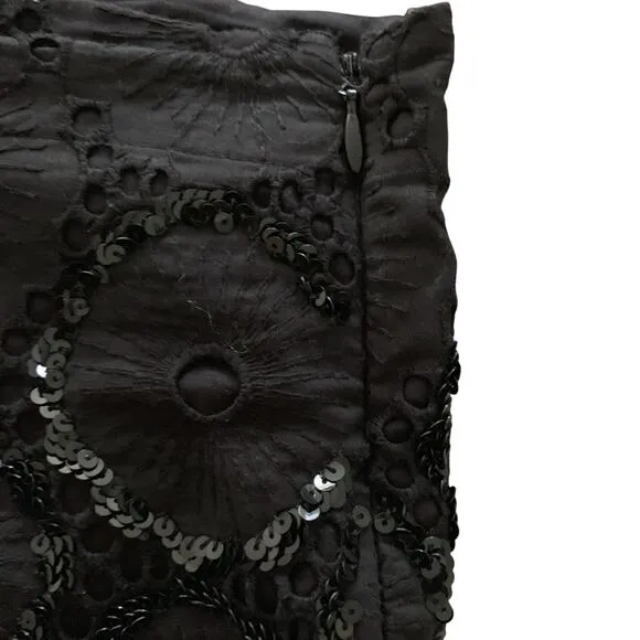 ALL SAINTS Pailletten Hand Embellished Black Night Out Dressy Shorts Size 4 EUC