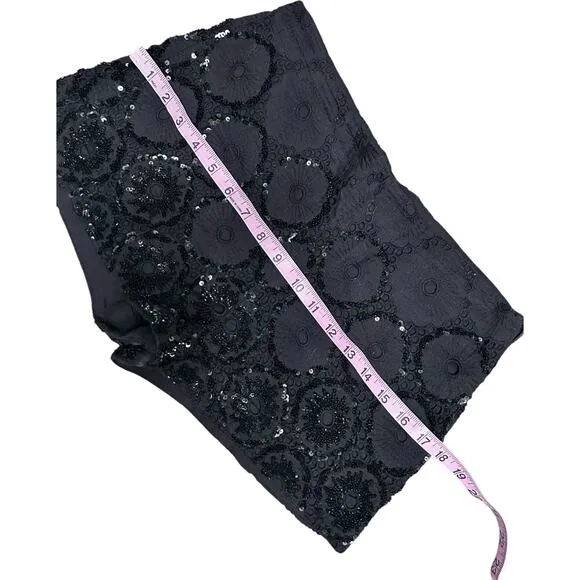 ALL SAINTS Pailletten Hand Embellished Black Night Out Dressy Shorts Size 4 EUC