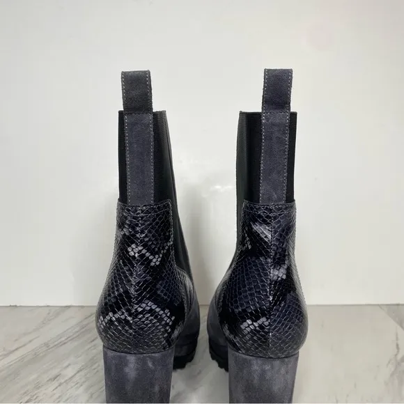 All Saints Sahara Gray Suede Snakeskin Heeled Boot 11
