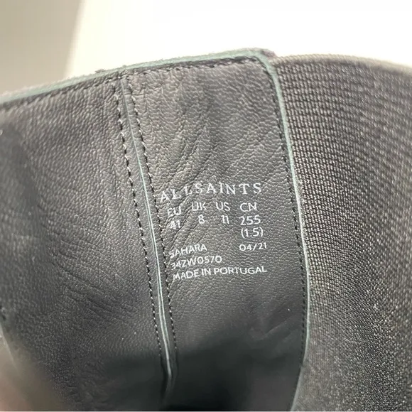 All Saints Sahara Gray Suede Snakeskin Heeled Boot 11