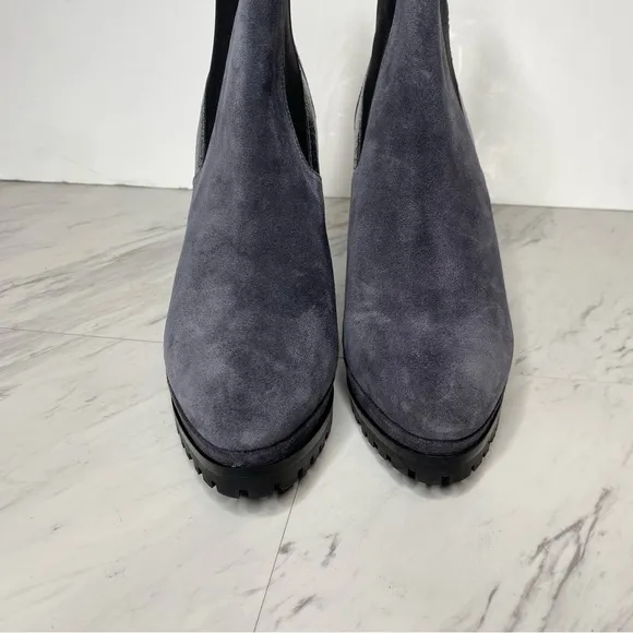 All Saints Sahara Gray Suede Snakeskin Heeled Boot 11