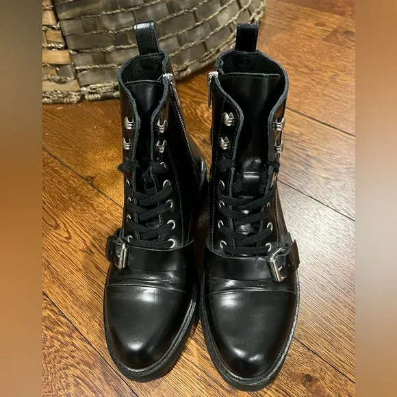 All saints Stellar Black Leather Boots Size 37/US 7