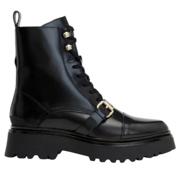 All saints Stellar Black Leather Boots Size 37/US 7