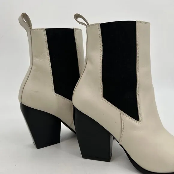 All Saints White/Black Ultra-High Block Heel Boots | Size 11