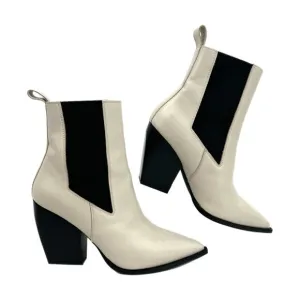 All Saints White/Black Ultra-High Block Heel Boots | Size 11