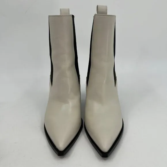 All Saints White/Black Ultra-High Block Heel Boots | Size 11