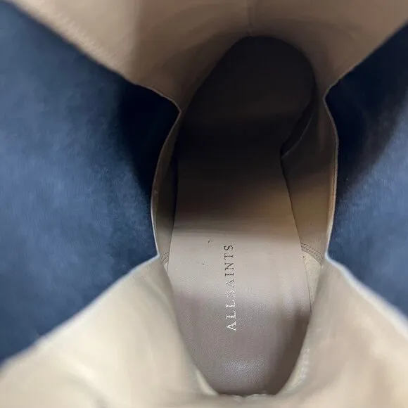 All Saints White/Black Ultra-High Block Heel Boots | Size 11