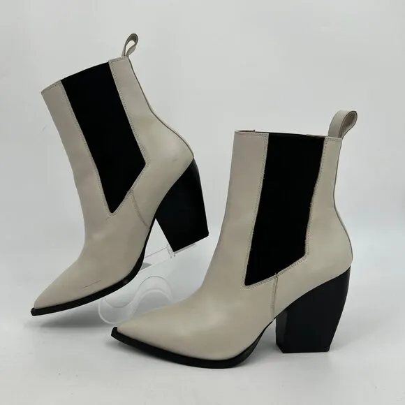 All Saints White/Black Ultra-High Block Heel Boots | Size 11