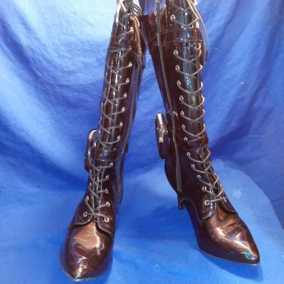 ALL THAT SHIMMER SHINES FROM THE FUTURE HEELED BOOTS ( BRAND NEW !!!! ) BLACK