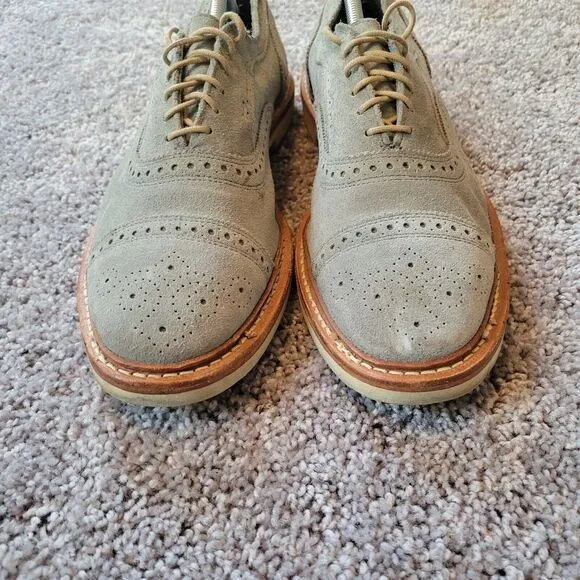 Allen Edmonds Strandmok Grey Cap-Toe Mens Suede‎ Oxford Shoes Size 11.5 D